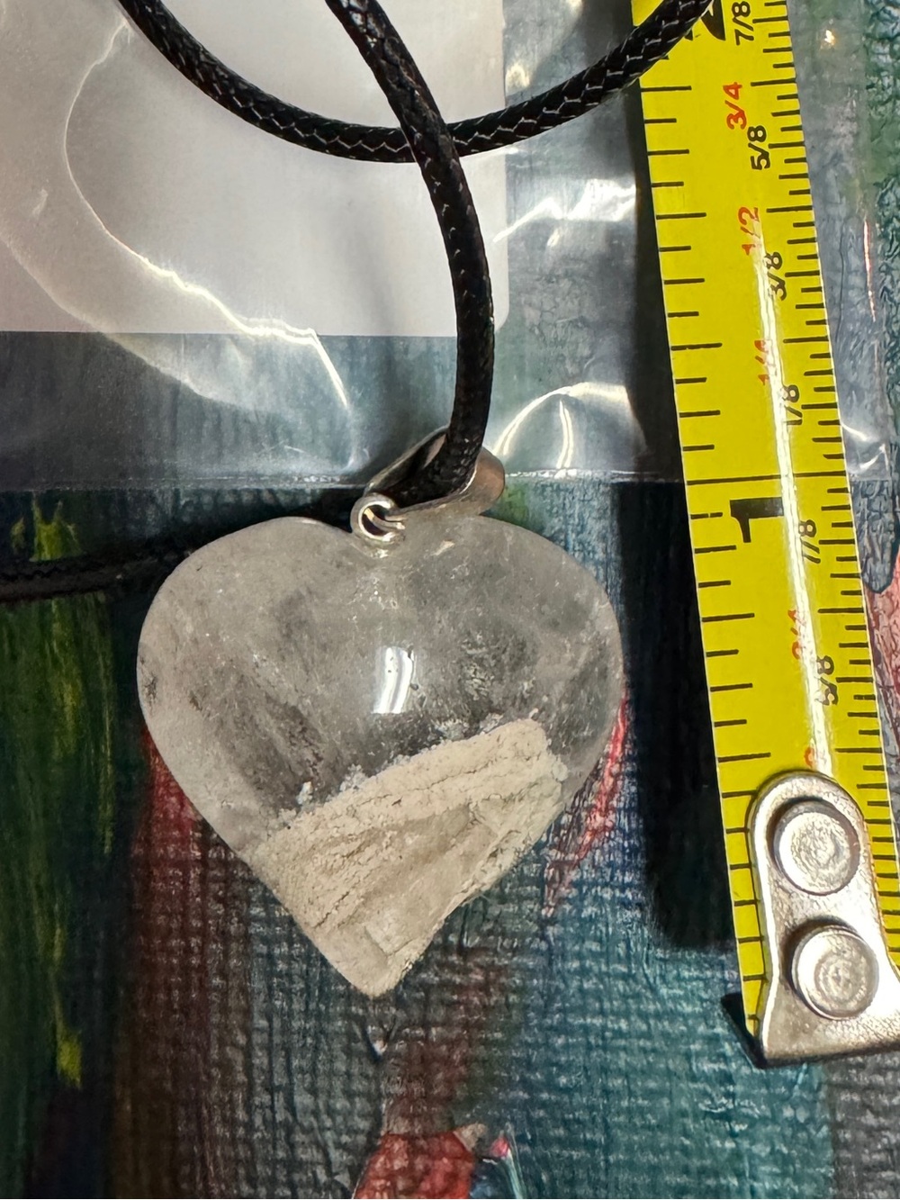 Heart-Shaped 1” Quartz Crystal Pendant Necklace w/ 18” Cord - Picture 3 of 3